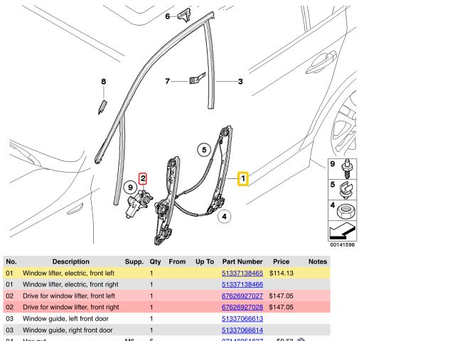 bontott BMW 1 Bal első Ablakemelő Szerkezet (Elektromos)