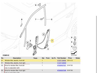 bontott BMW 1 Bal első Ablakemelő Szerkezet (Elektromos)