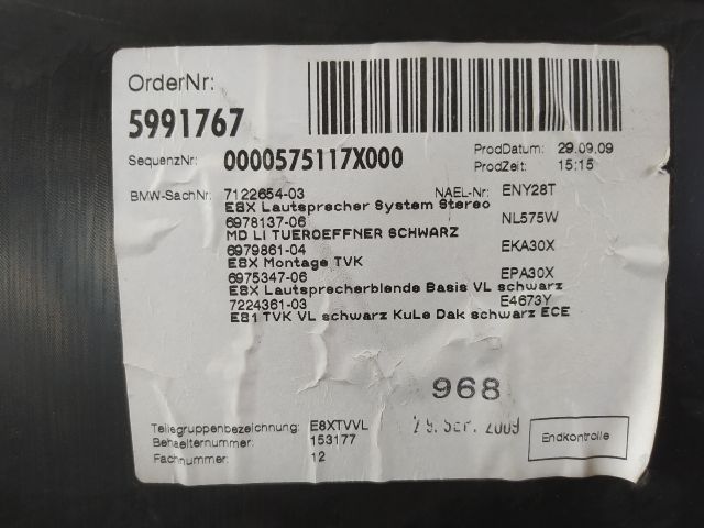 bontott BMW 1 Bal első Ajtó Kárpit