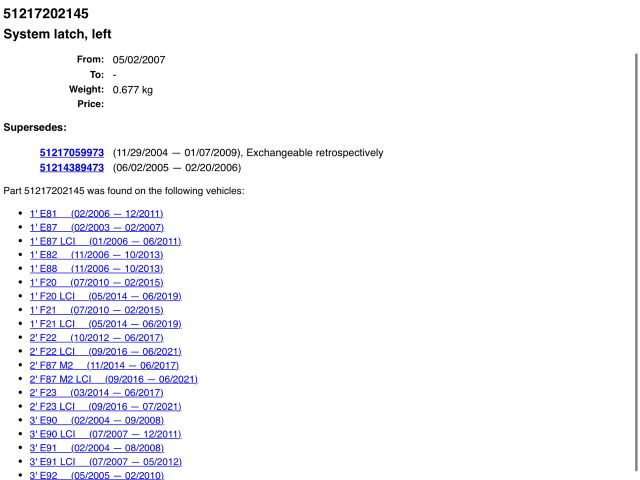 bontott BMW 1 Bal első Ajtózár