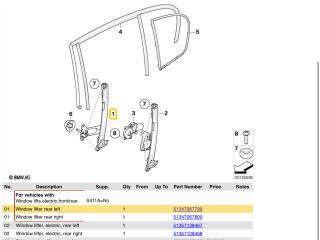 bontott BMW 1 Bal hátsó Ablakemelő Szerkezet (Mechanikus)