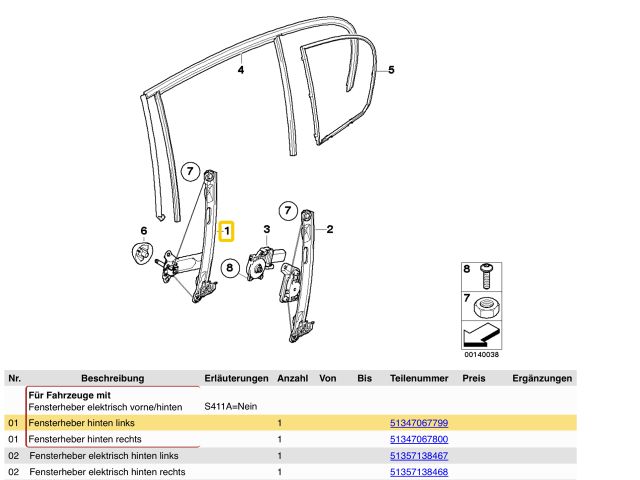 bontott BMW 1 Bal hátsó Ablakemelő Szerkezet (Mechanikus)