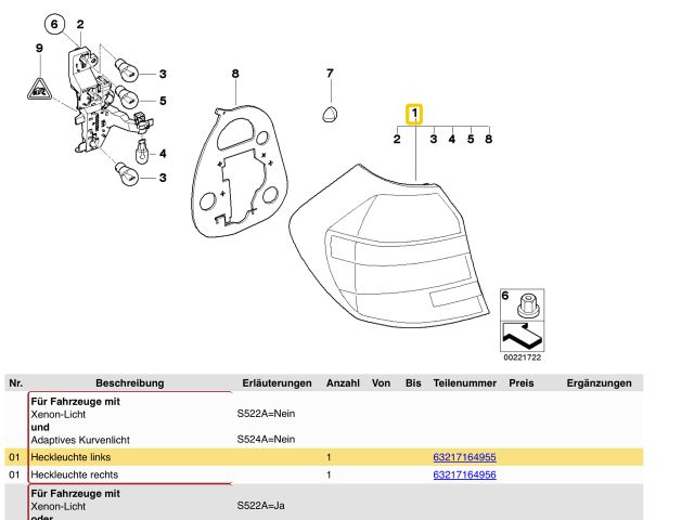 bontott BMW 1 Bal Hátsó Lámpa