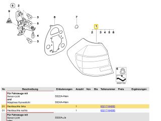 bontott BMW 1 Bal Hátsó Lámpa