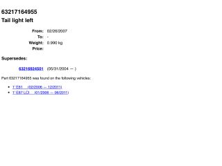 bontott BMW 1 Bal Hátsó Lámpa