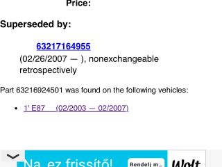 bontott BMW 1 Bal Hátsó Lámpa