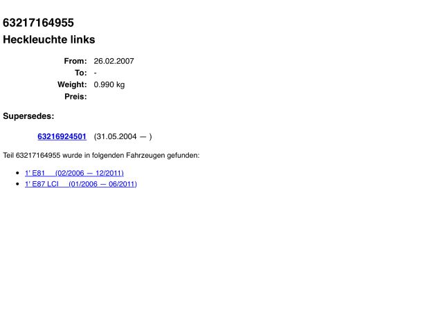 bontott BMW 1 Bal Hátsó Lámpa