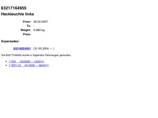 bontott BMW 1 Bal Hátsó Lámpa