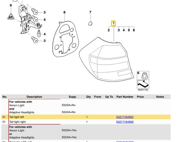 bontott BMW 1 Bal Hátsó Lámpa