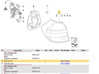 bontott BMW 1 Bal Hátsó Lámpa