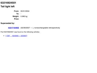 bontott BMW 1 Bal Hátsó Lámpa