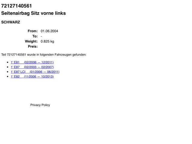 bontott BMW 1 Bal Oldallégzsák