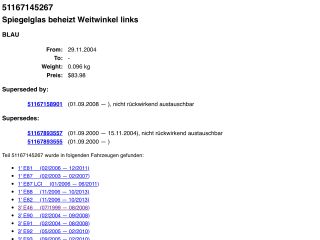bontott BMW 1 Bal Tükörlap