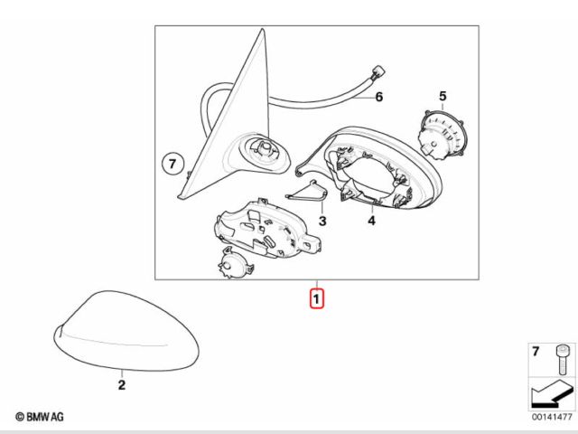 bontott BMW 1 Bal Visszapillantó Tükör (Elektromos)