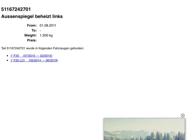 bontott BMW 1 Bal Visszapillantó Tükör (Elektromos)