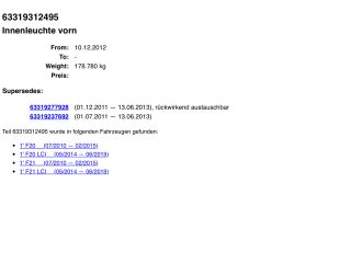 bontott BMW 1 Beltér Világítás Első