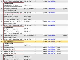 bontott BMW 1 Első Lökhárító Alsó Középső Díszrács