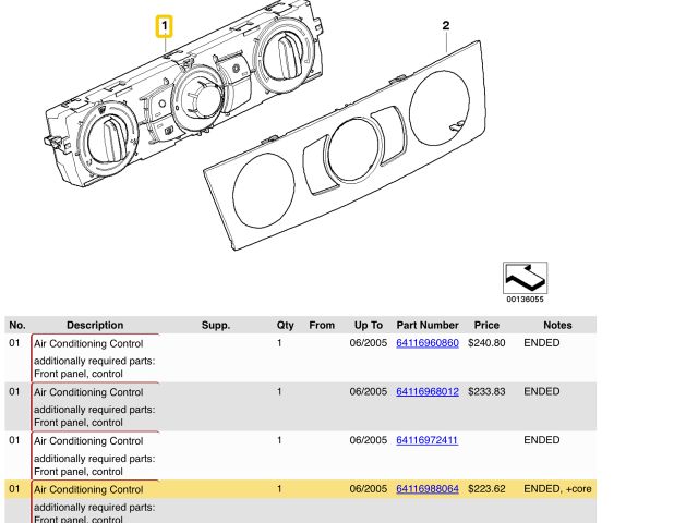 bontott BMW 1 Fűtéskapcsoló (manuális klímás)