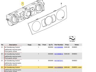 bontott BMW 1 Fűtéskapcsoló (manuális klímás)