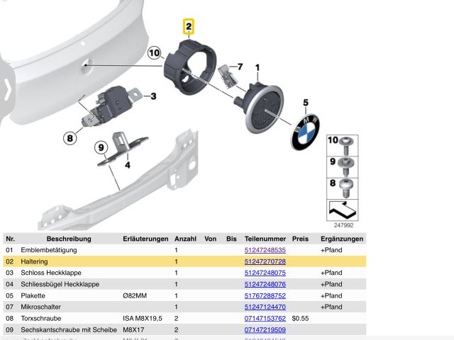 bontott BMW 1 Hátsó Embléma