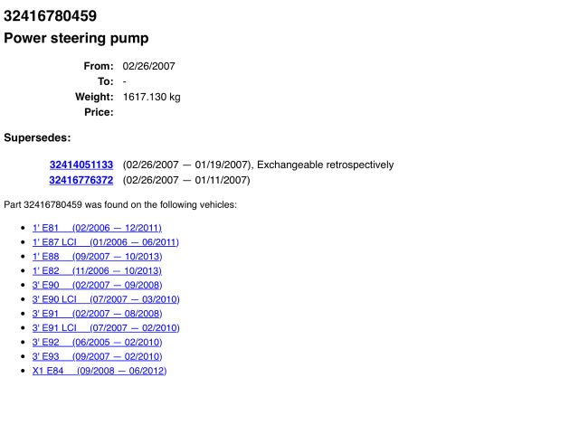 bontott BMW 1 Hidraulika Szivattyú