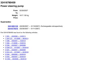 bontott BMW 1 Hidraulika Szivattyú