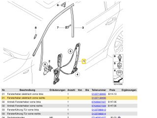 bontott BMW 1 Jobb első Ablakemelő Szerkezet (Elektromos)