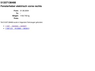 bontott BMW 1 Jobb első Ablakemelő Szerkezet (Elektromos)