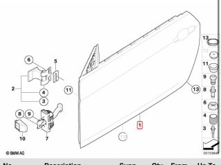 bontott BMW 1 Jobb első Ajtó (Üres lemez)