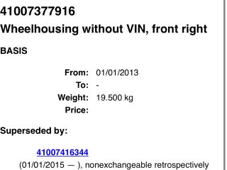 bontott BMW 1 Jobb első Negyed Karosszéria Csomag