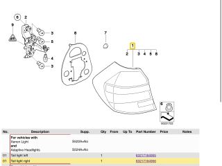 bontott BMW 1 Jobb Hátsó Lámpa