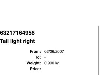 bontott BMW 1 Jobb Hátsó Lámpa