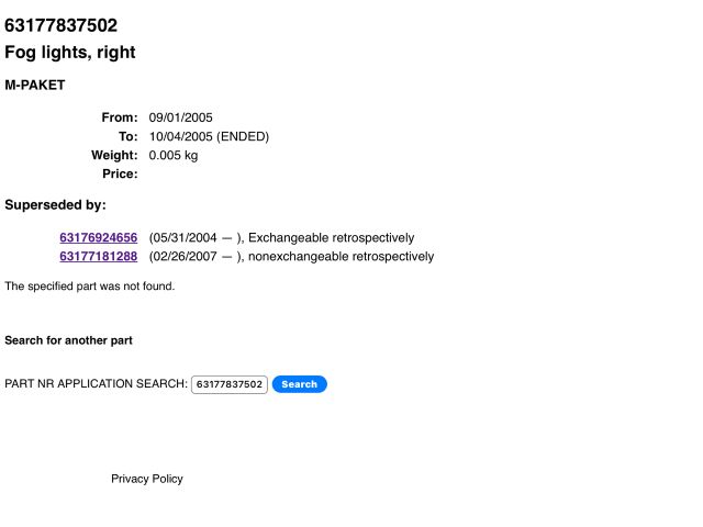 bontott BMW 1 Jobb Ködfényszóró