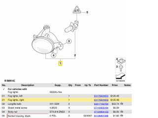 bontott BMW 1 Jobb Ködfényszóró