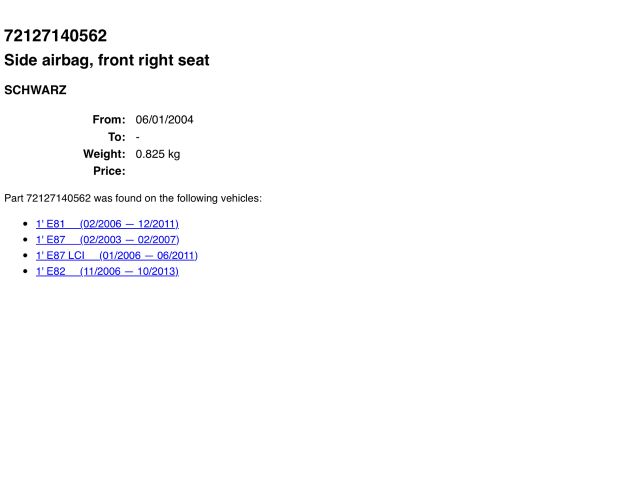 bontott BMW 1 Jobb Oldallégzsák