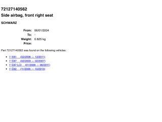 bontott BMW 1 Jobb Oldallégzsák