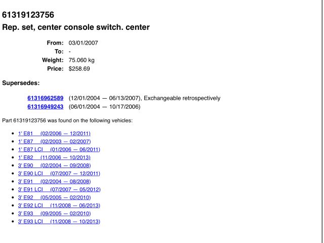 bontott BMW 1 Kapcsoló (Magában)