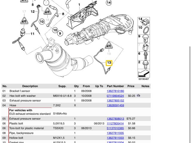 bontott BMW 1 Kipufogó Hőmérséklet Érzékelő