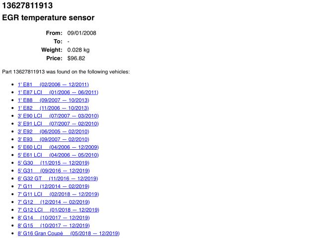 bontott BMW 1 Kipufogó Hőmérséklet Érzékelő