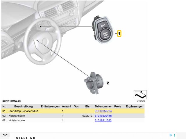 bontott BMW 1 Start / Stop Indító Gomb