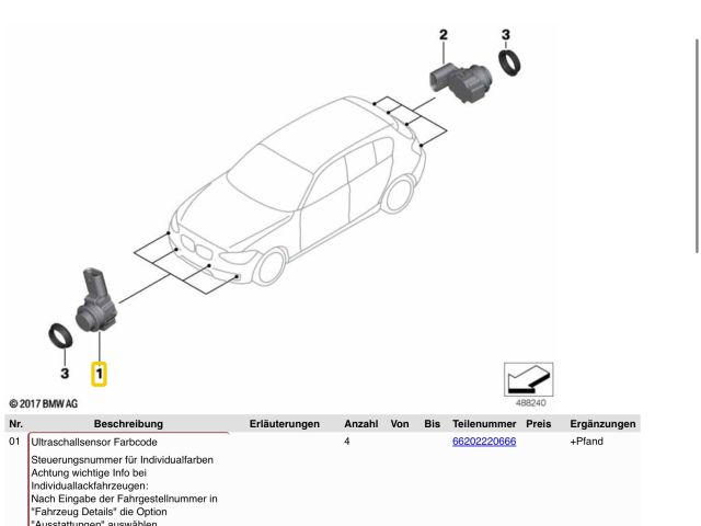 bontott BMW 1 Tolatóradar Fej