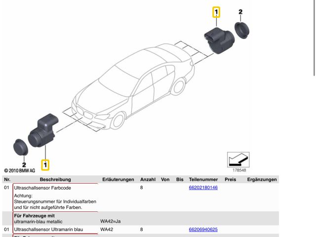 bontott BMW 1 Tolatóradar Fej