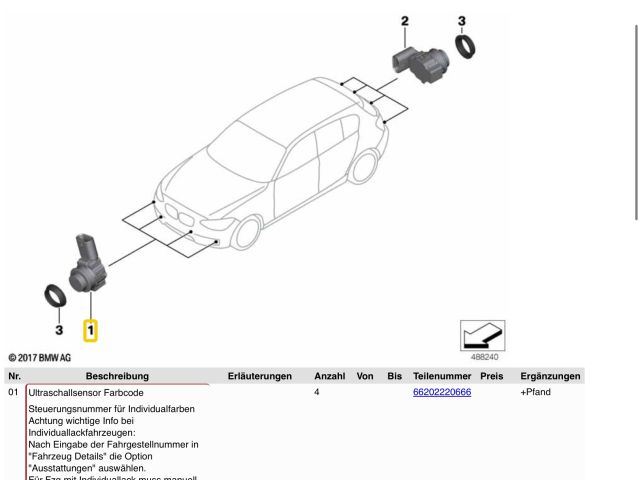 bontott BMW 1 Tolatóradar Fej