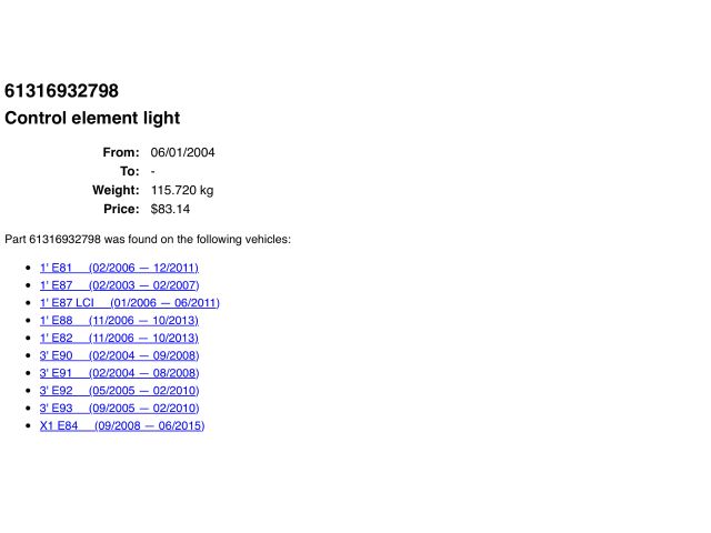 bontott BMW 1 Világítás Kapcsoló