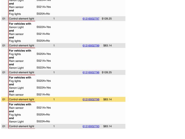 bontott BMW 1 Világítás Kapcsoló
