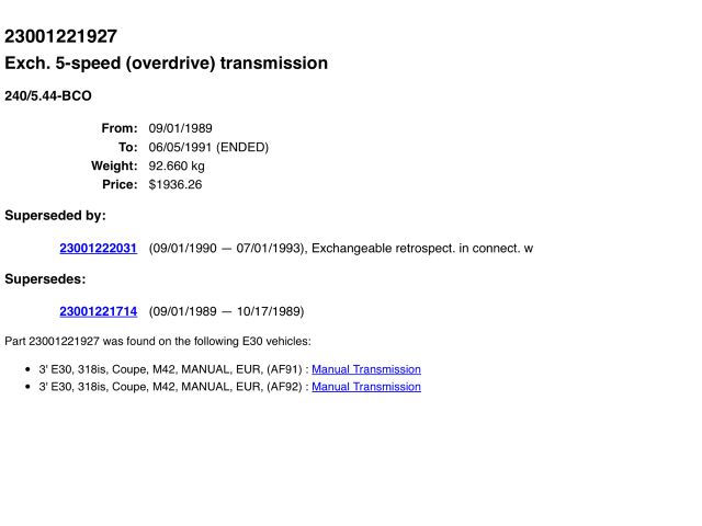 bontott BMW 3 E30 Váltó (Mechanikus)