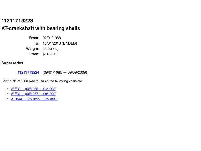 bontott BMW 3 E30 Főtengely (Magában)