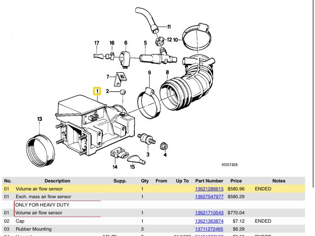 bontott BMW 3 E30 Légtömegmérő