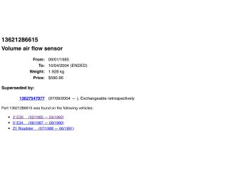 bontott BMW 3 E30 Légtömegmérő