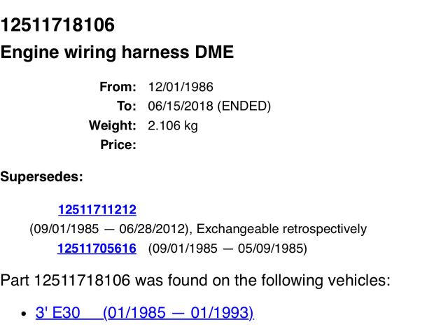 bontott BMW 3 E30 Motor Kábelköteg